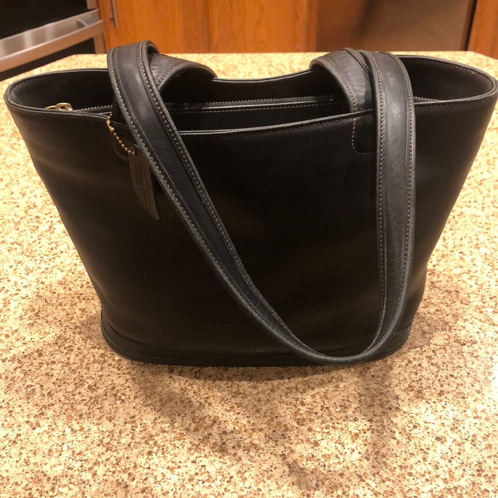 Coach All Leather Vintage Black Tote